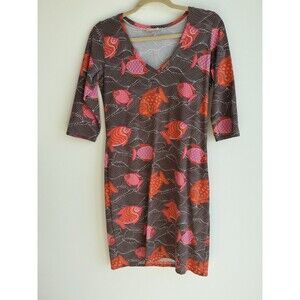 Manuel Canavas V-neck Dress-8/10/M-Fish Print